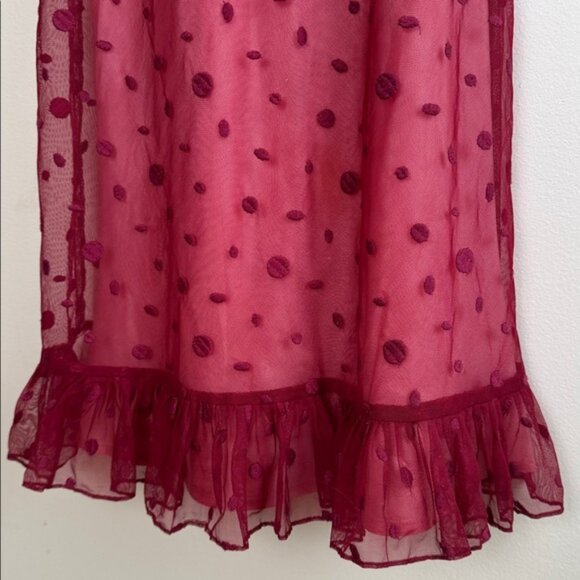 BCBGMaxAzria Burgundy Sheer Fitted Dress - Picture 3 of 9